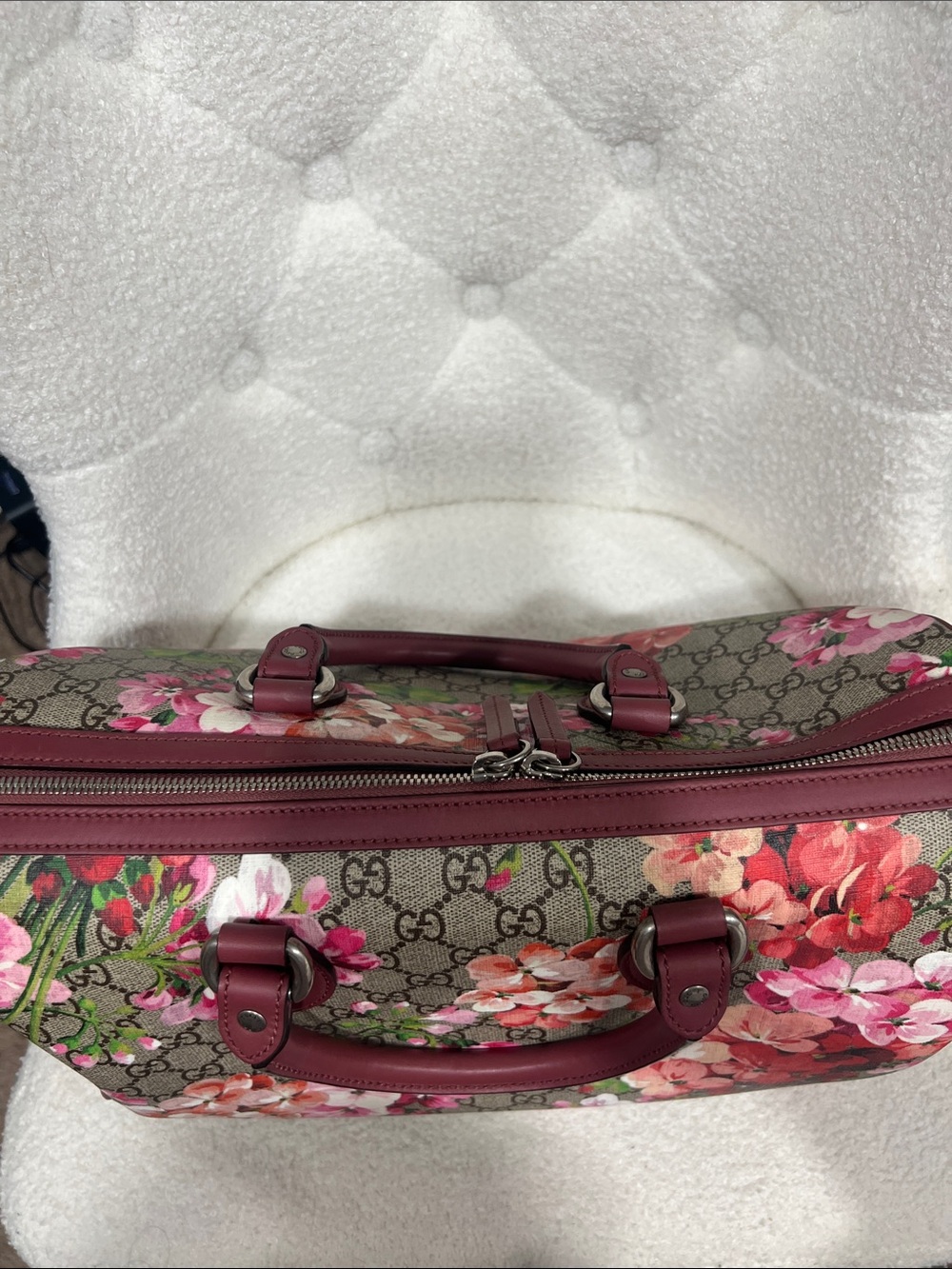 Gucci GG Supreme Blooms Floral Boston Travel Duffel Bag Rare - Picture 7 of 14